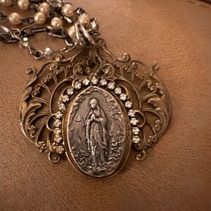 All Saints Antique Gold and Bronze double -Strand pearl and chain.